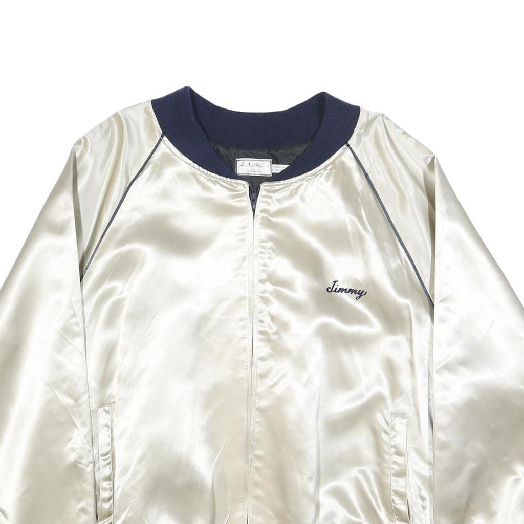 L.A AIR LINE Mens White & Navy Bud Light Sports Satin Zip Jacket XL