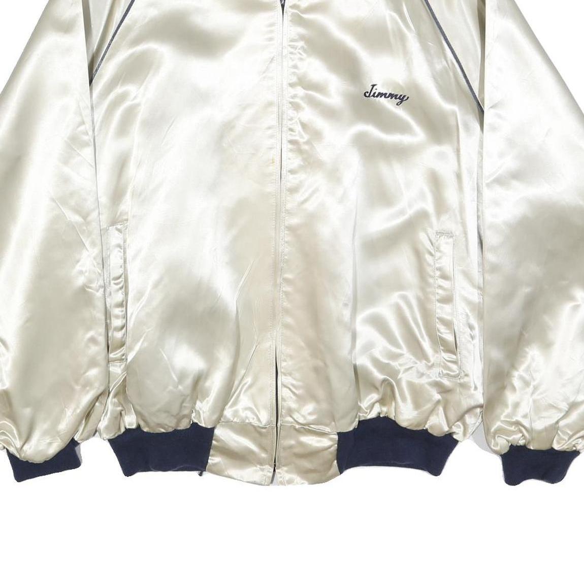 L.A AIR LINE Mens White & Navy Bud Light Sports Satin Zip Jacket XL