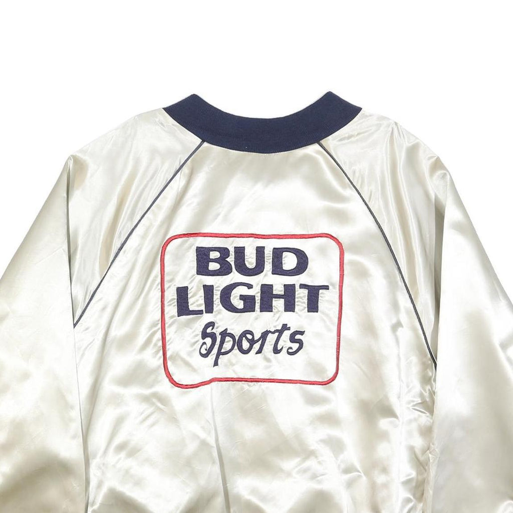 L.A AIR LINE Mens White & Navy Bud Light Sports Satin Zip Jacket XL