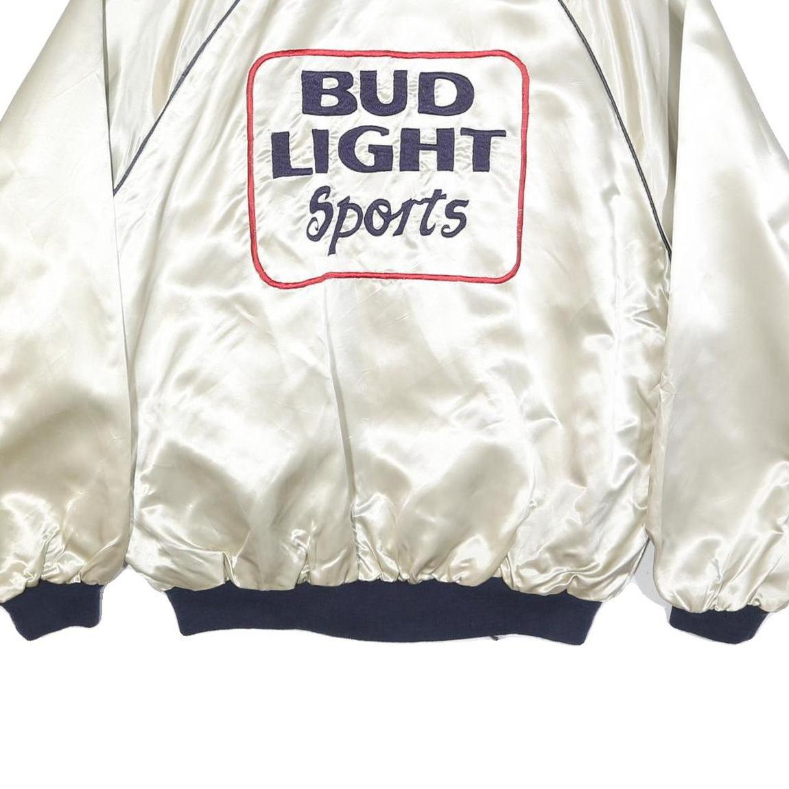 L.A AIR LINE Mens White & Navy Bud Light Sports Satin Zip Jacket XL