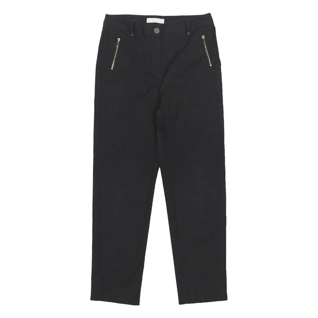 PER UNA Womens Cotton Blend Black Regular Fit Straight Leg Trousers W28 L26