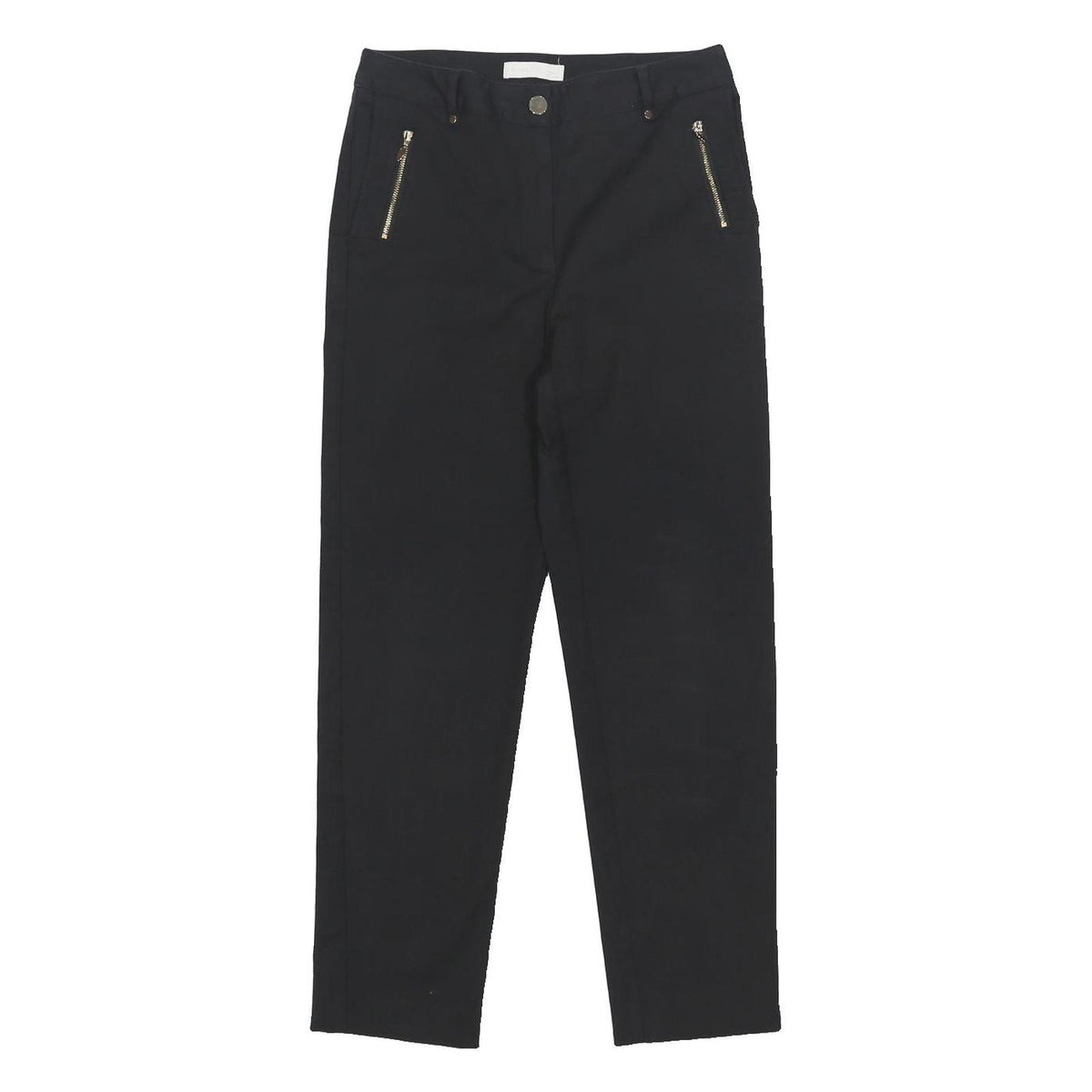 PER UNA Womens Cotton Blend Black Regular Fit Straight Leg Trousers W28 L26