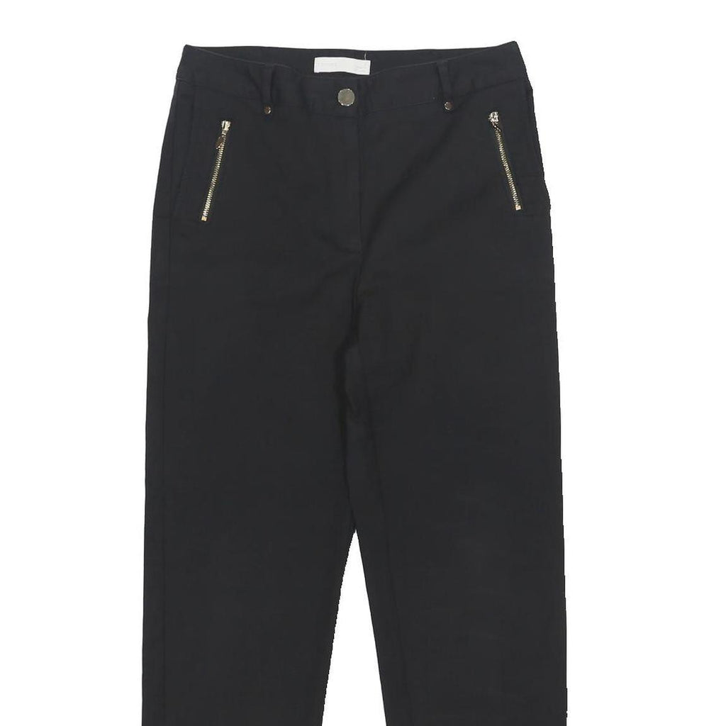 PER UNA Womens Cotton Blend Black Regular Fit Straight Leg Trousers W28 L26