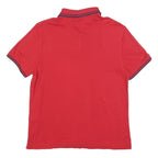 TOMMY HILFIGER Mens Red Polo Shirt M Short Sleeve Plain Casual Cotton Blend