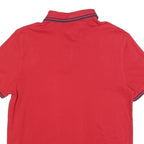 TOMMY HILFIGER Mens Red Polo Shirt M Short Sleeve Plain Casual Cotton Blend
