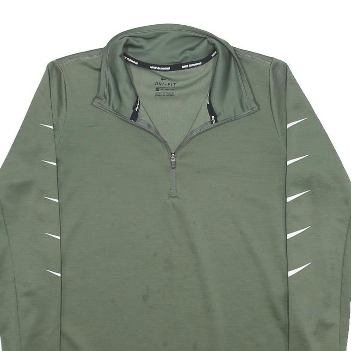 NIKE Womens Green 1/4 Zip XS Sweatshirt Running Activewear Lightweight