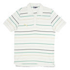 PUMA Mens White Green & Beige Striped Short Sleeve Polo Shirt L Casual Summer
