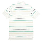 PUMA Mens White Green & Beige Striped Short Sleeve Polo Shirt L Casual Summer