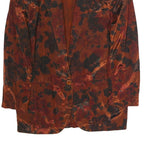 OLLIE Womens Brown & Black Floral Jacket M Polyester Blend Button Closure