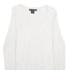CALVIN KLEIN JEANS Womens White Plain Cotton Blend Jumper Scoop Neck Basic Knit