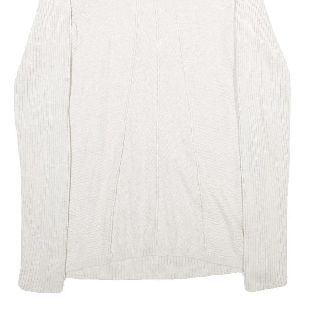 CALVIN KLEIN JEANS Womens White Plain Cotton Blend Jumper Scoop Neck Basic Knit