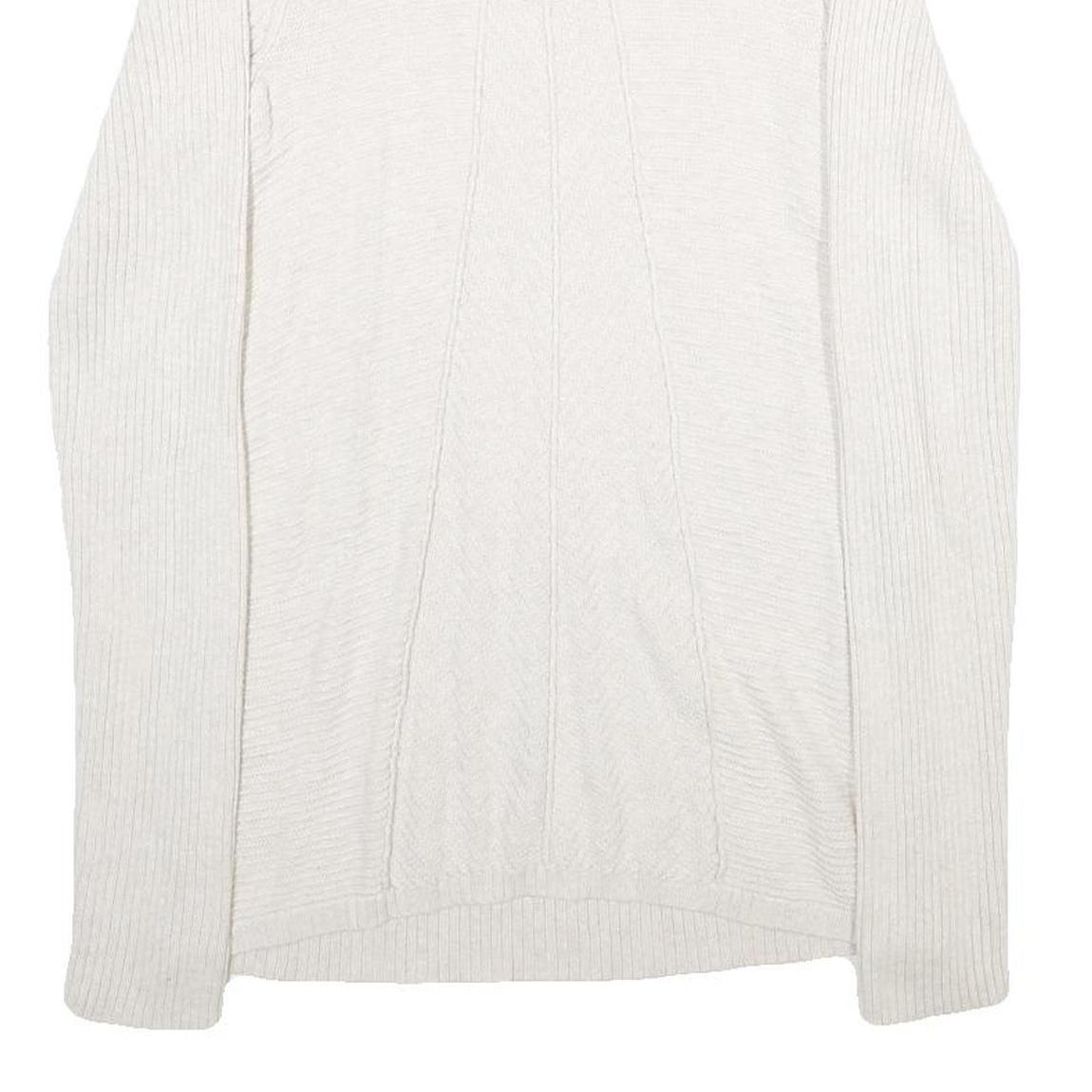 CALVIN KLEIN JEANS Womens White Plain Cotton Blend Jumper Scoop Neck Basic Knit