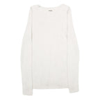 CALVIN KLEIN JEANS Womens White Plain Cotton Blend Jumper Scoop Neck Basic Knit