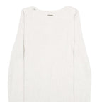 CALVIN KLEIN JEANS Womens White Plain Cotton Blend Jumper Scoop Neck Basic Knit