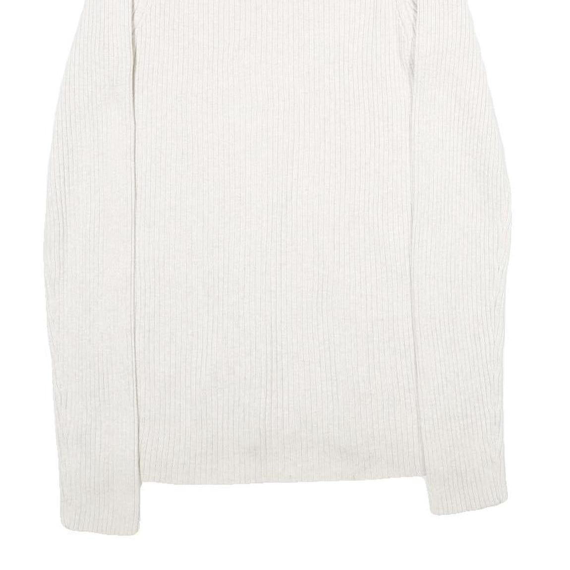 CALVIN KLEIN JEANS Womens White Plain Cotton Blend Jumper Scoop Neck Basic Knit