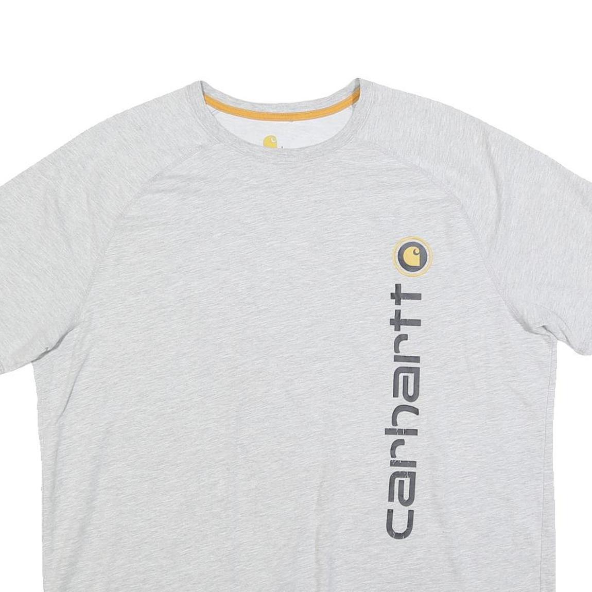 CARHARTT Mens Grey Cotton Blend T-Shirt L Short Sleeve Crew Neck Logo Print