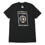 ADIDAS Mens Black Graphic T-Shirt S Short Sleeve Crew Neck Cotton Blend