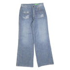 ONG JEANS Womens Relaxed Blue Denim Light W30 L30 Wide Leg Zip Closure