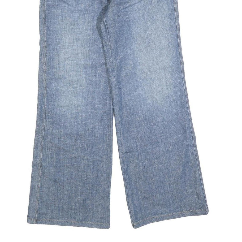 ONG JEANS Womens Relaxed Blue Denim Light W30 L30 Wide Leg Zip Closure