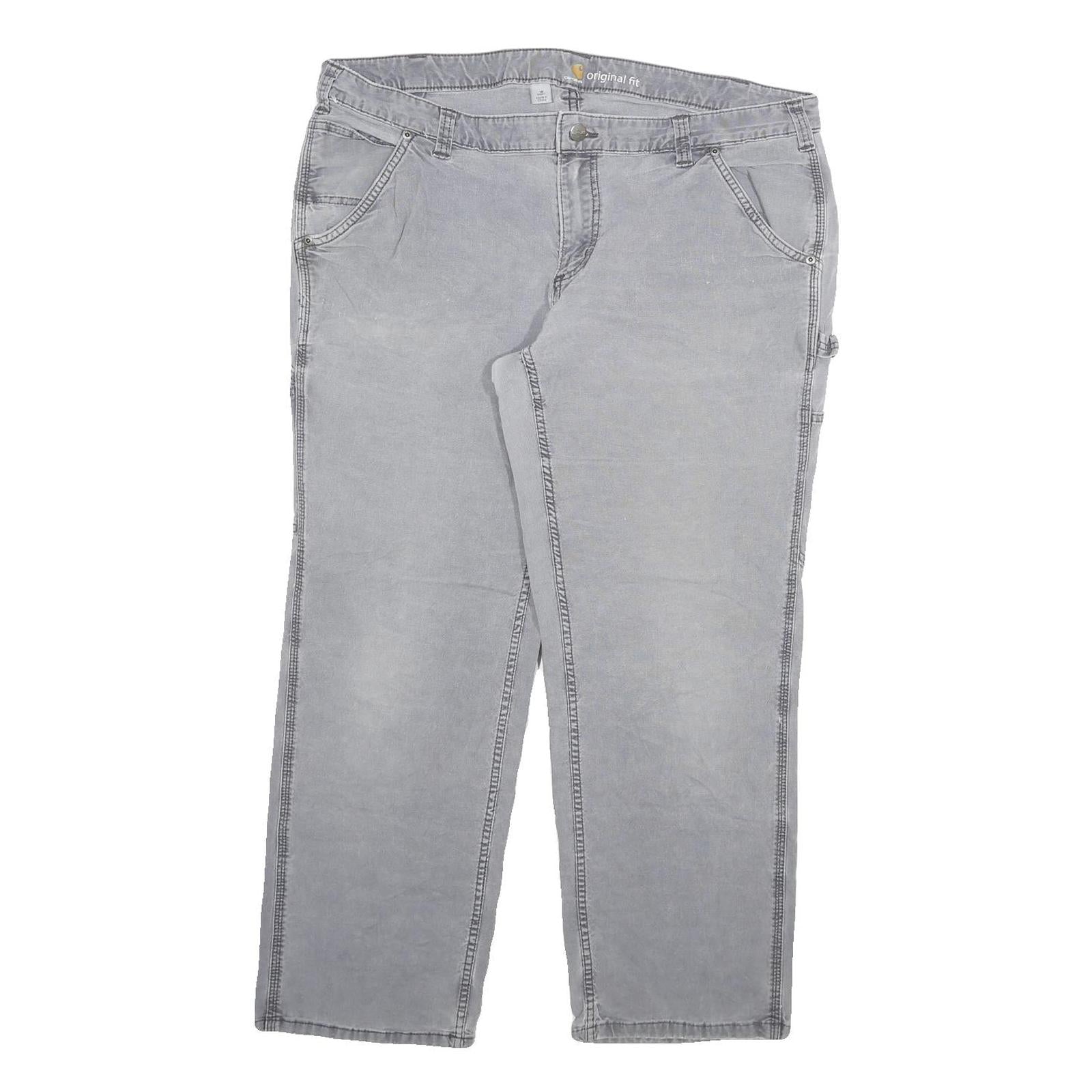 CARHARTT Womens Cotton Blend Grey Regular Fit Straight Leg Trousers W38 L28