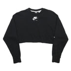 NIKE Womens Black Air Crew Neck XS Crop Sweatshirt Cotton Blend Casual
