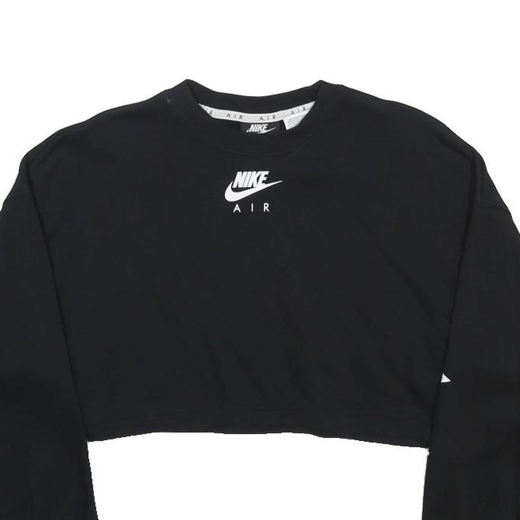 NIKE Womens Black Air Crew Neck XS Crop Sweatshirt Cotton Blend Casual