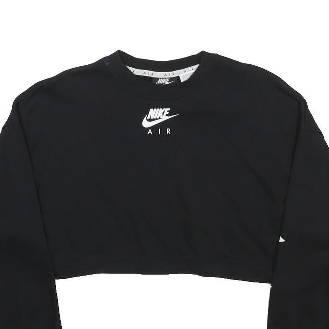 NIKE Womens Black Air Crew Neck XS Crop Sweatshirt Cotton Blend Casual