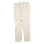 TOMMY HILFIGER Womens Slim Beige Cotton Blend Zip Trousers W28 L30 Classic