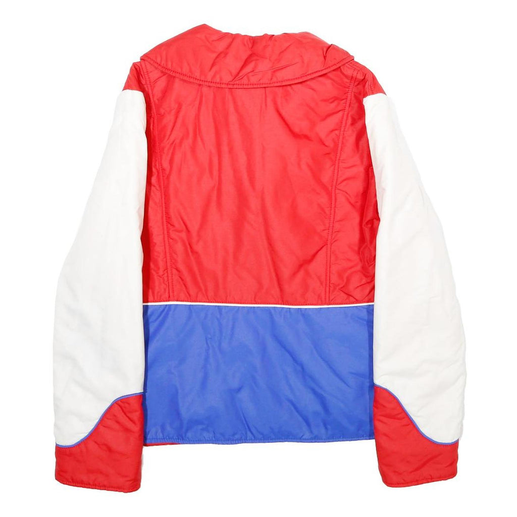 HCC Womens Red & Blue White Zip Jacket UK 10 Woven Colourblock Sporty Retro