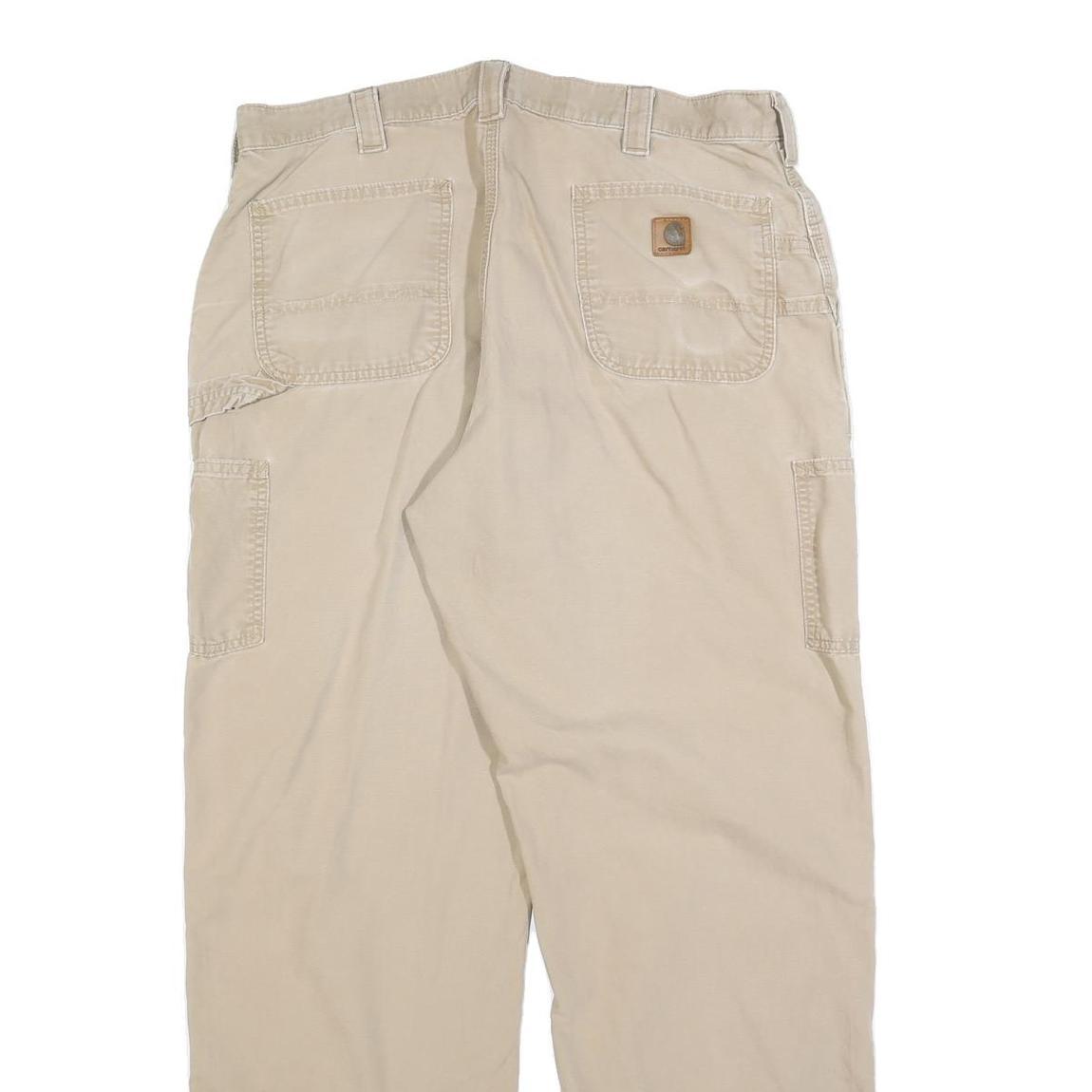 CARHARTT Mens Cotton Blend Beige Loose Straight Trousers W38 L34 Workwear Casual