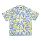 CARRERA Mens Blue & Yellow Graphic Print Shirt L Casual Summer Cotton Blend