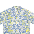 CARRERA Mens Blue & Yellow Graphic Print Shirt L Casual Summer Cotton Blend