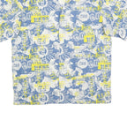 CARRERA Mens Blue & Yellow Graphic Print Shirt L Casual Summer Cotton Blend