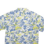 CARRERA Mens Blue & Yellow Graphic Print Shirt L Casual Summer Cotton Blend