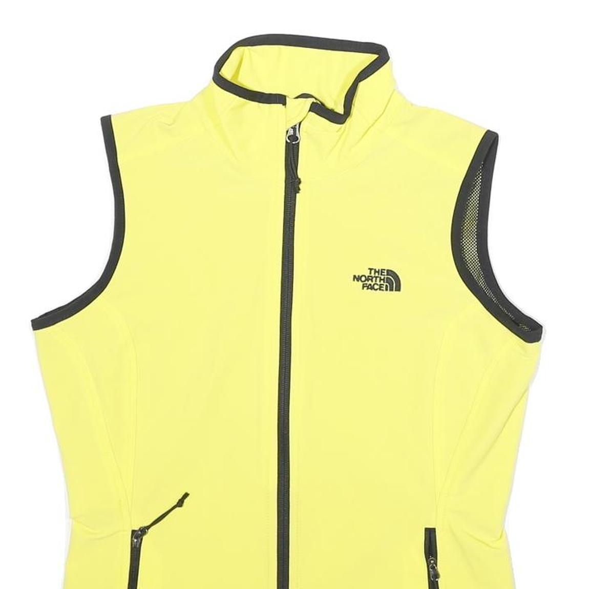THE NORTH FACE Womens Yellow & Black Sleeveless Zip Jacket S Polyamide Blend