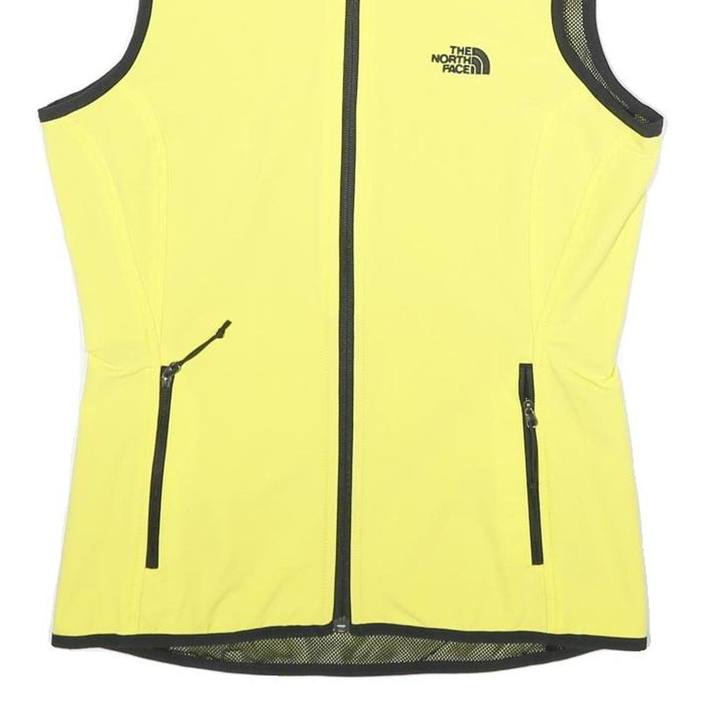 THE NORTH FACE Womens Yellow & Black Sleeveless Zip Jacket S Polyamide Blend