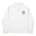 LEAGUE Mens White Pullover Sweatshirt L Button Neck Logo Casual Cotton Blend