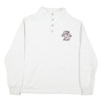 LEAGUE Mens White Pullover Sweatshirt L Button Neck Logo Casual Cotton Blend