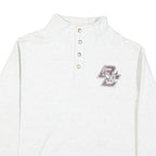 LEAGUE Mens White Pullover Sweatshirt L Button Neck Logo Casual Cotton Blend