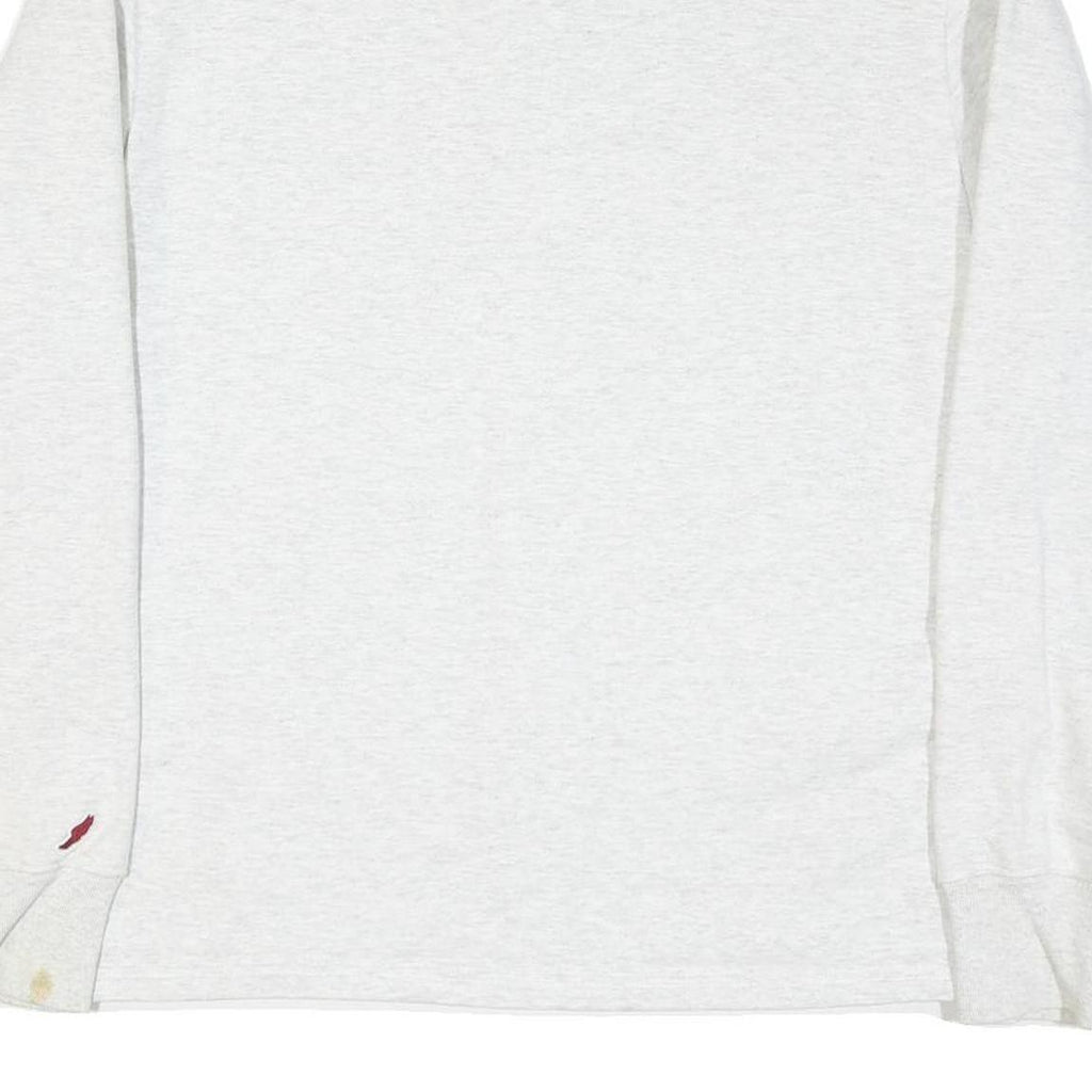 LEAGUE Mens White Pullover Sweatshirt L Button Neck Logo Casual Cotton Blend