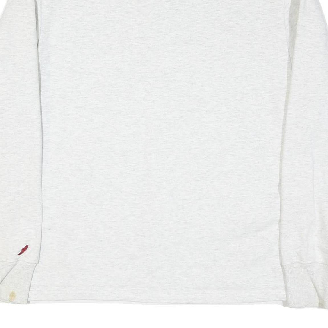 LEAGUE Mens White Pullover Sweatshirt L Button Neck Logo Casual Cotton Blend