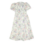 ALLEGRA Womens Cream Floral Day Polyester Dress Midi M Button V-Neck