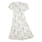 ALLEGRA Womens Cream Floral Day Polyester Dress Midi M Button V-Neck