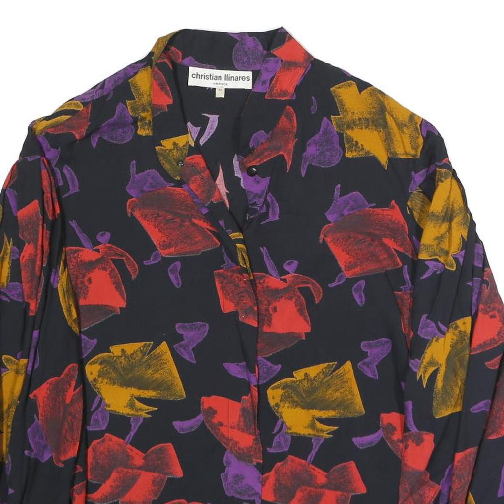 CHRISTIAN LLINARES Womens Black Red & Purple Printed Shirt Long Sleeve Collared