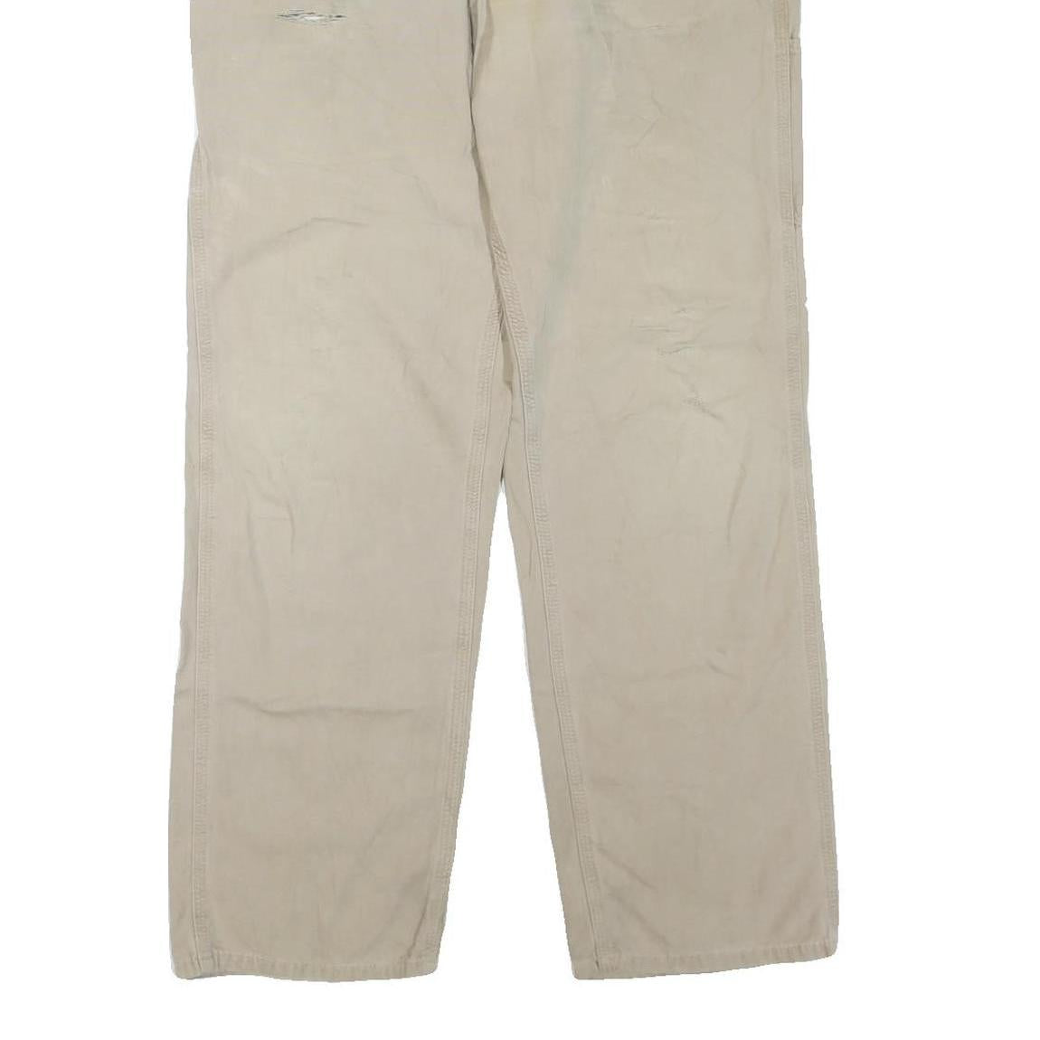 CARHARTT Mens Cotton Blend Beige Regular Fit Straight Leg Trousers W34 L34
