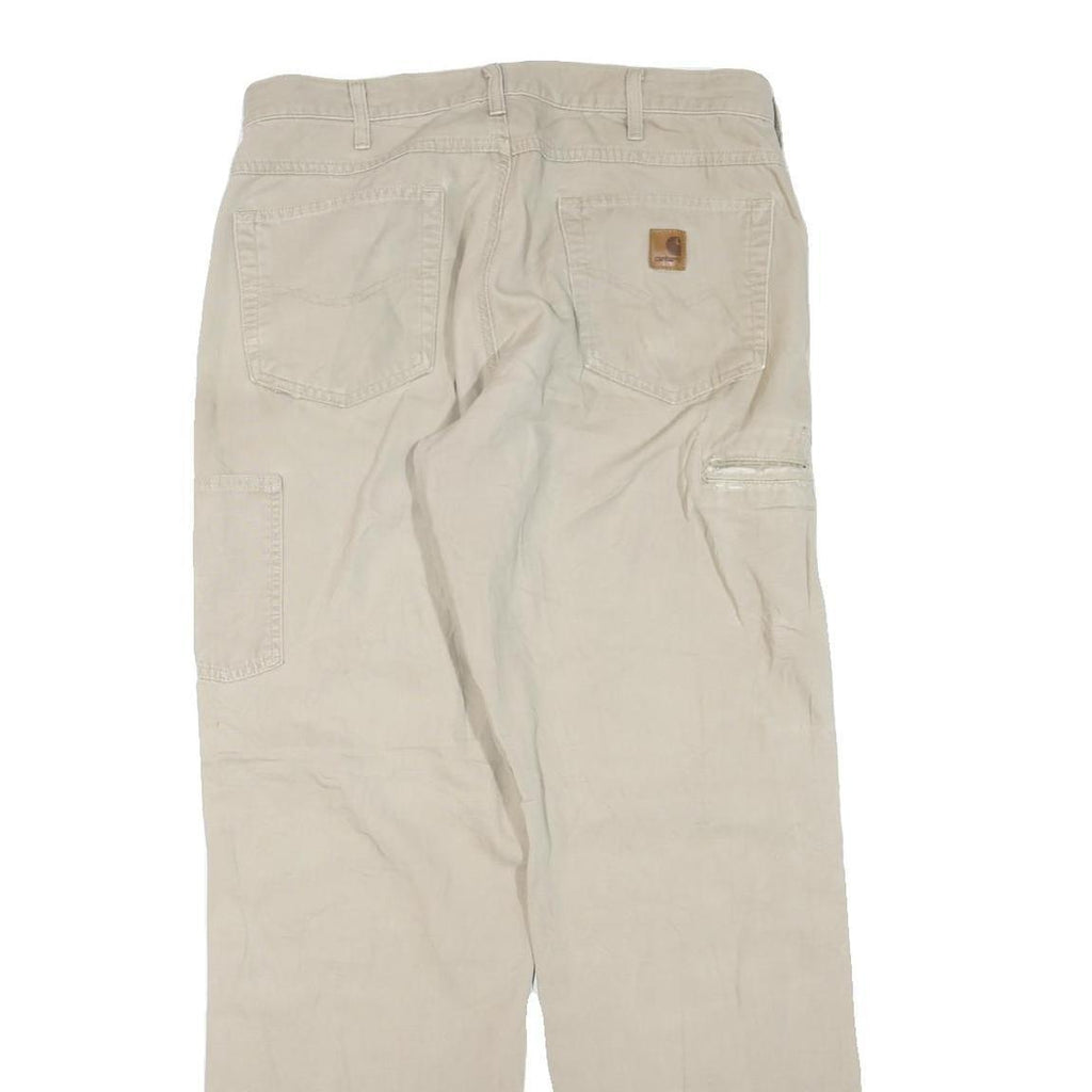 CARHARTT Mens Cotton Blend Beige Regular Fit Straight Leg Trousers W34 L34