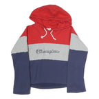 CHAMPION REVERSE WEAVE Womens Red & Grey & Navy Hoodie M Colourblock Pullover