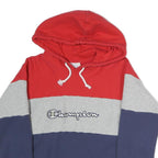 CHAMPION REVERSE WEAVE Womens Red & Grey & Navy Hoodie M Colourblock Pullover