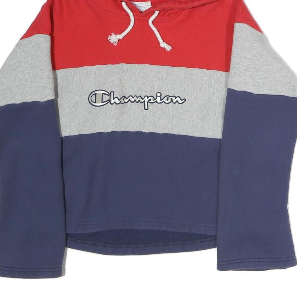 CHAMPION REVERSE WEAVE Womens Red & Grey & Navy Hoodie M Colourblock Pullover