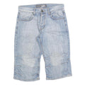 SMOG Mens Light Blue Denim Casual Shorts M W32 Cotton Blend Stitch Detail